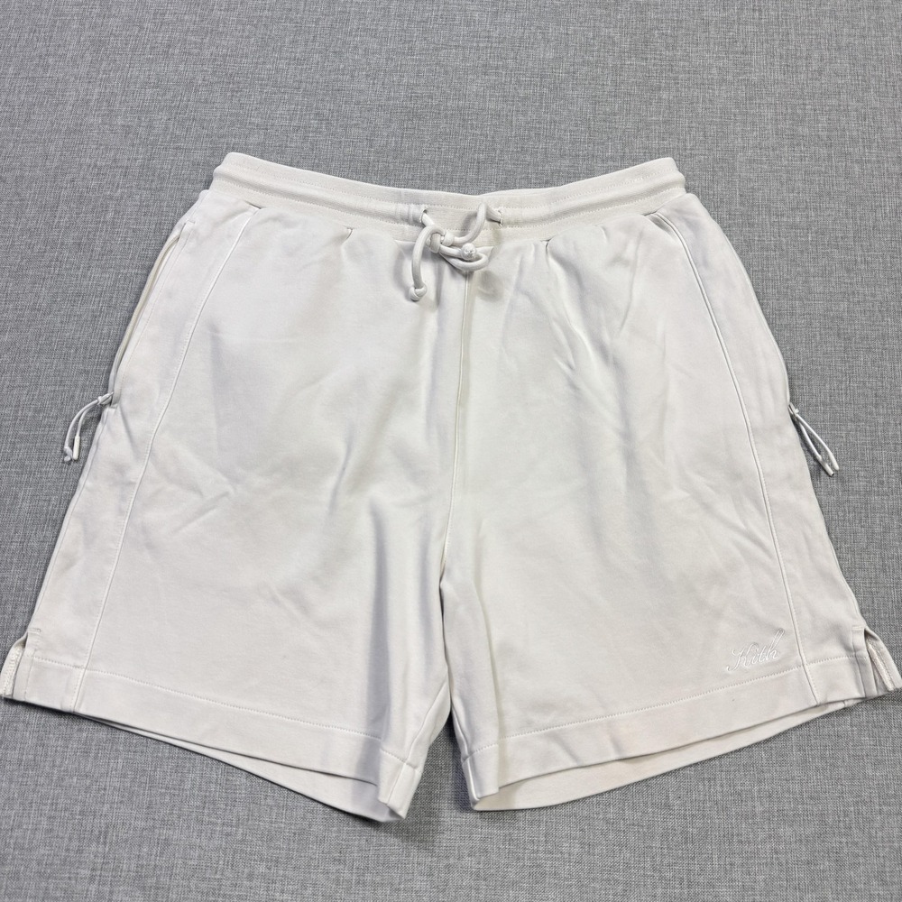 KITH‎ Sweat Shorts Mens XS White Cotton Spandex Relaxed Drawstring 6 Inseam